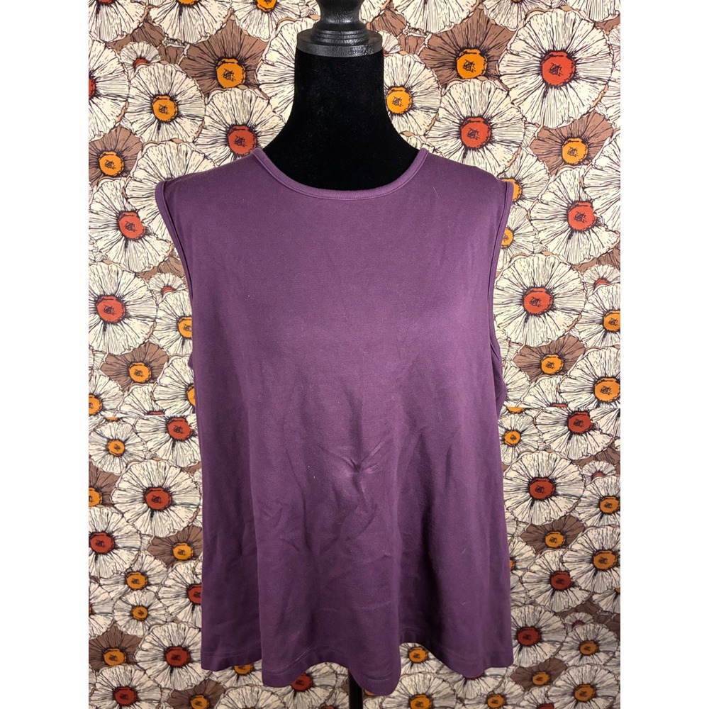 CJ Banks Tank Top Womens 1X Purple Excellent Sleeveless Knit Crew Neck Relaxed
